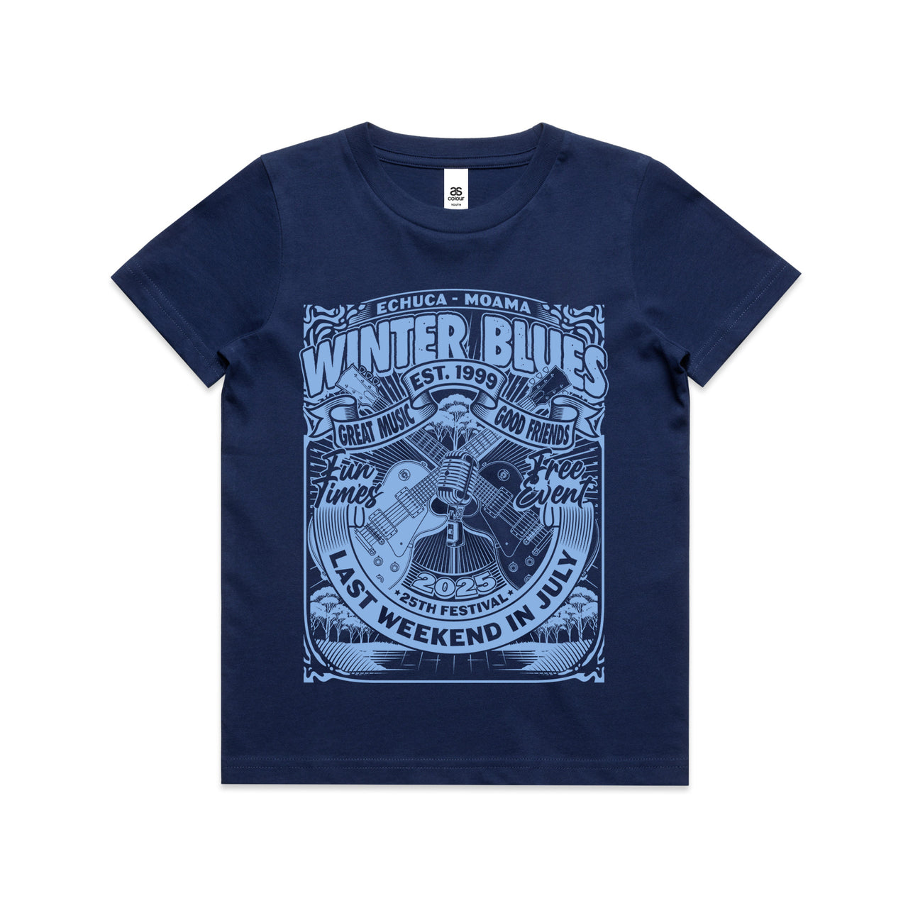 Winter Blues 2025 Kids Guitar Tee