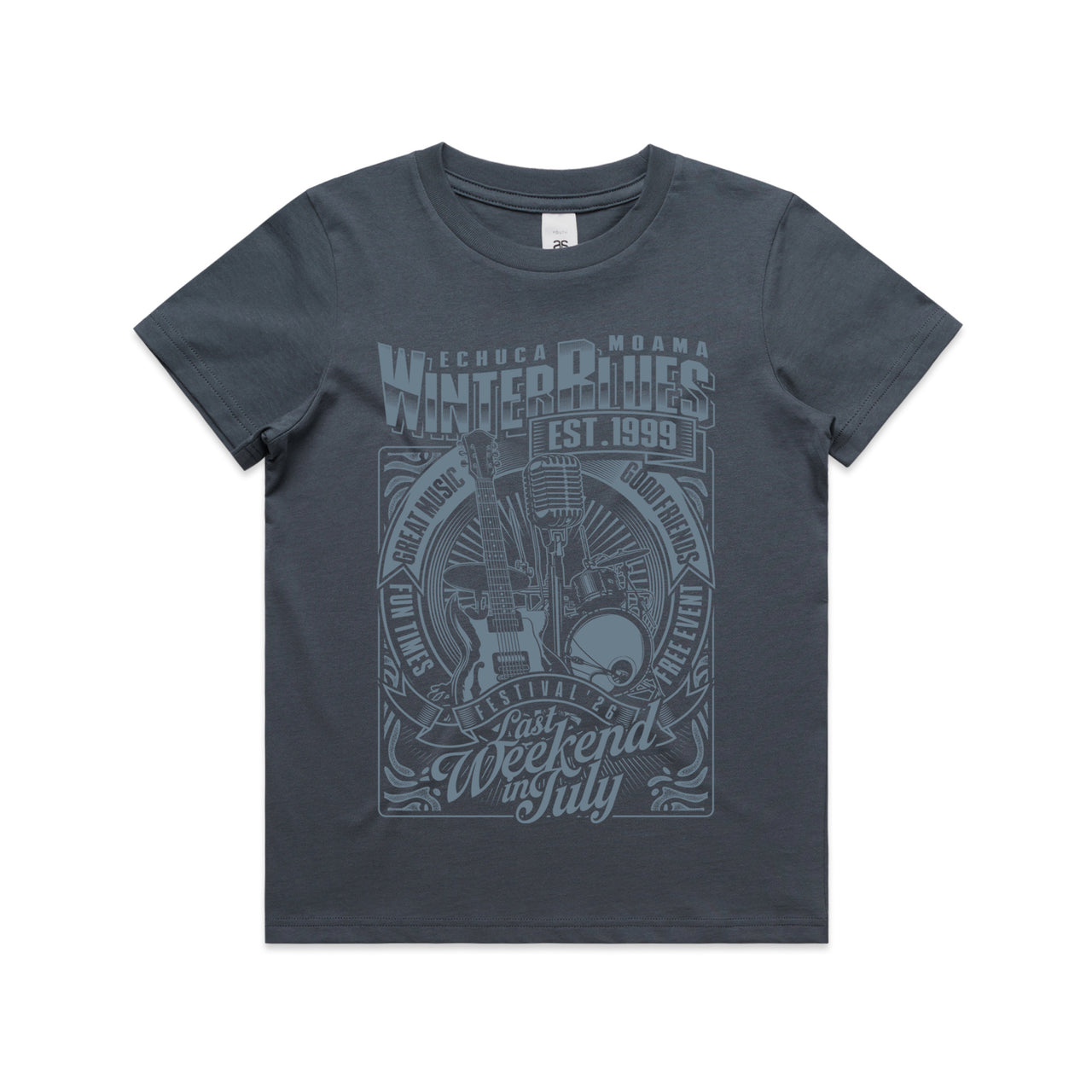 Echuca Moama Winter Blues 2026 Kids Guitar Tee