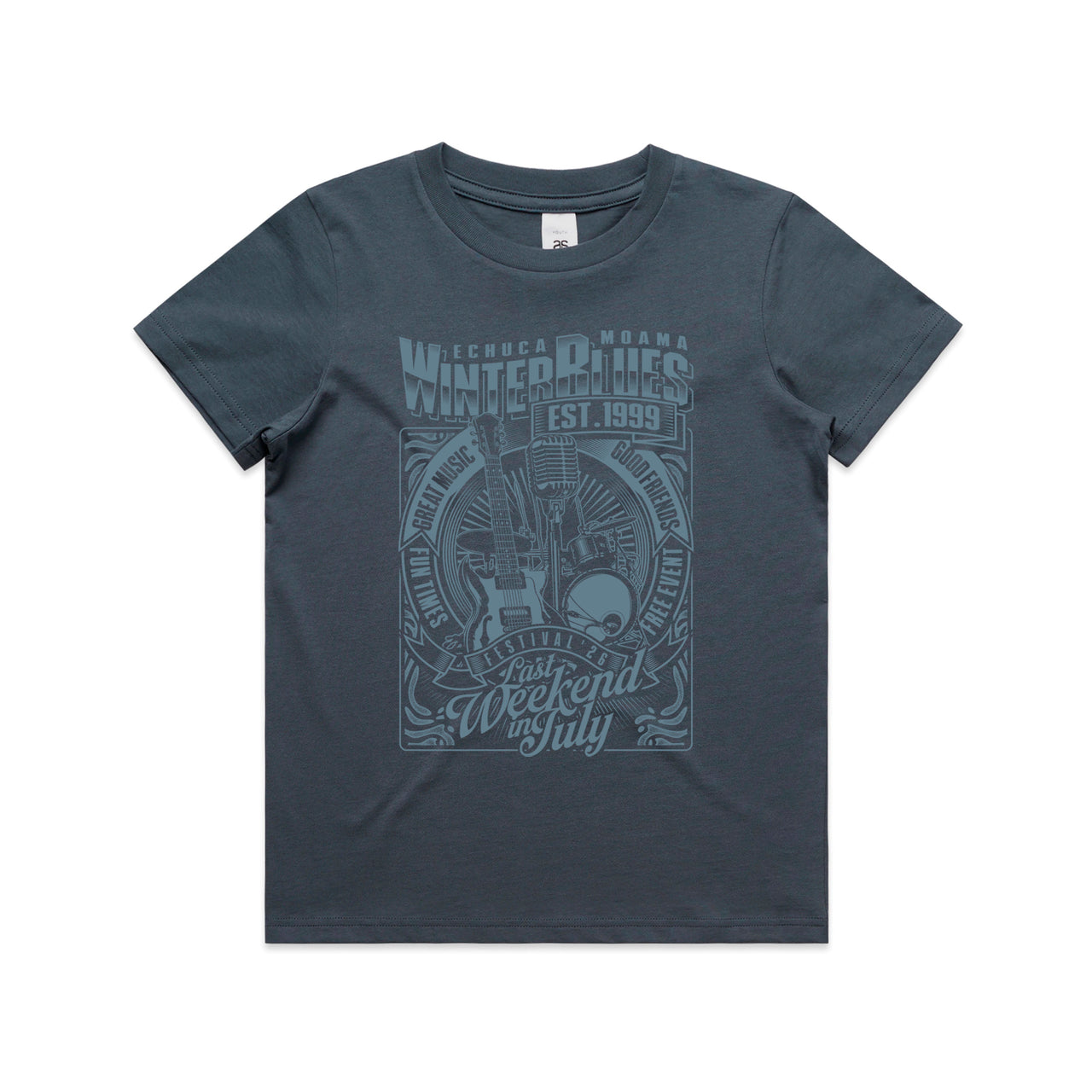 Echuca Moama Winter Blues 2026 Kids Guitar Tee
