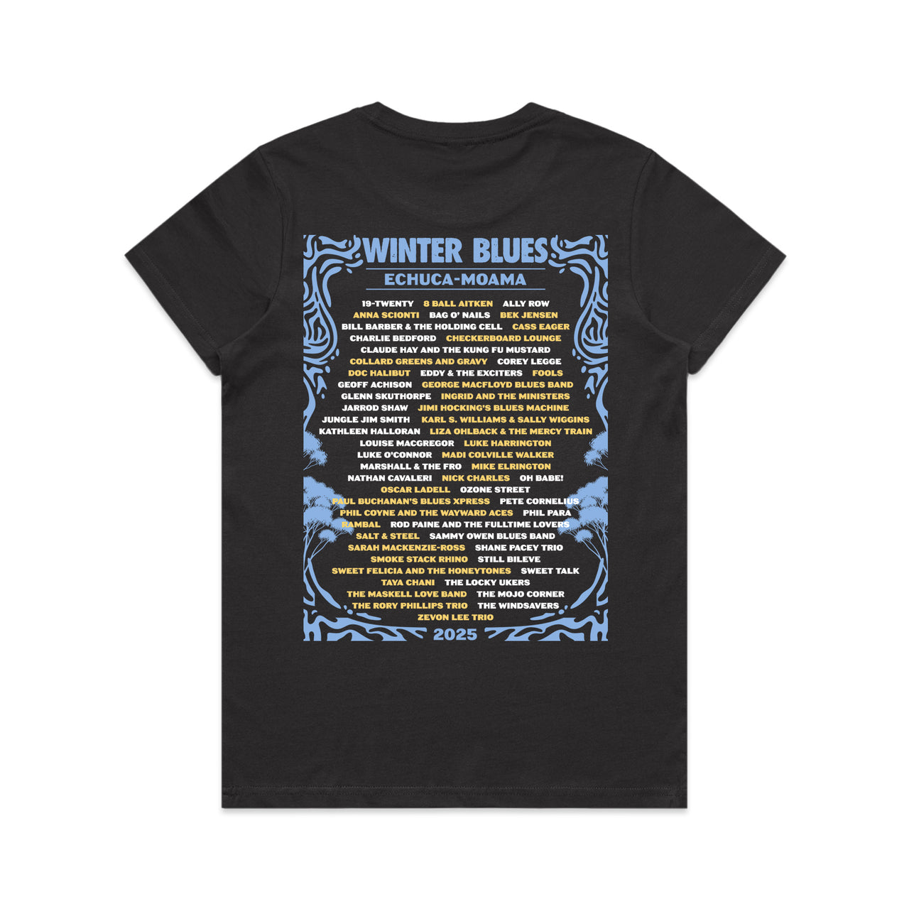 Winter Blues 2025 Ladies Band List Tee