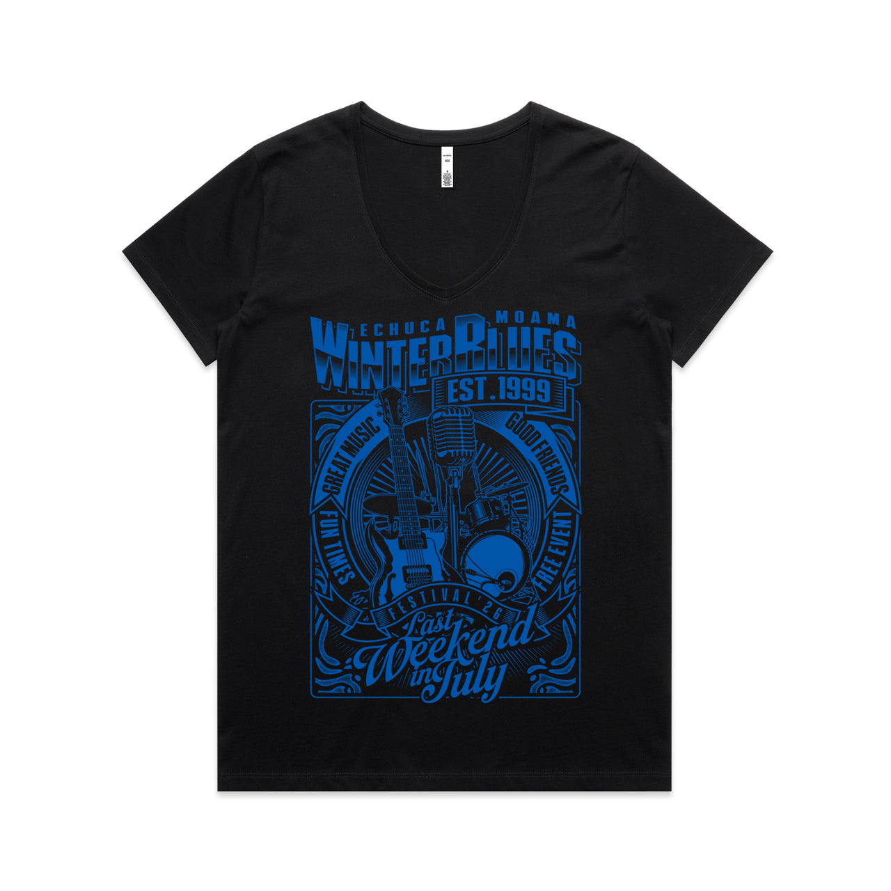 Echuca Moama Winter Blues 2026 Ladies V Neck Tee