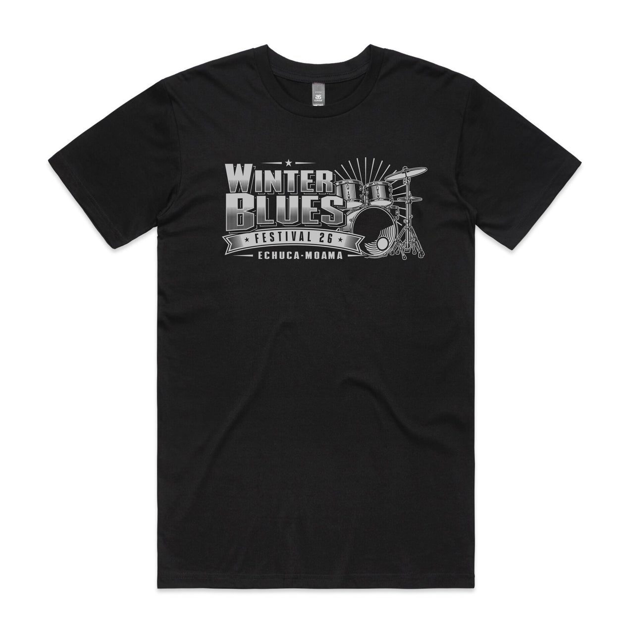 Echuca Moama Winter Blues 2026 Grey Guitar Men’s Black Tee