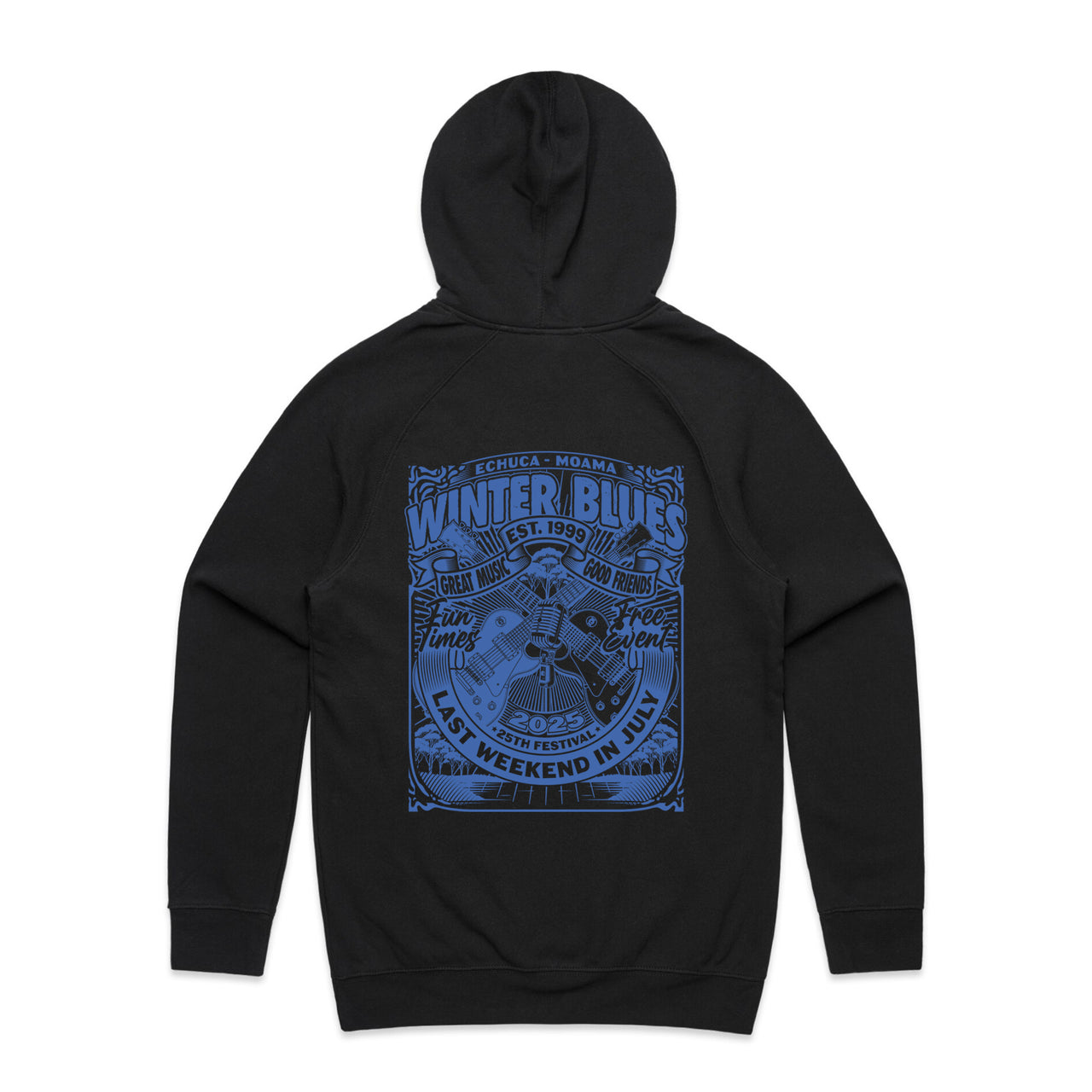 Winter Blues 2025 Blue Guitar Hoodie