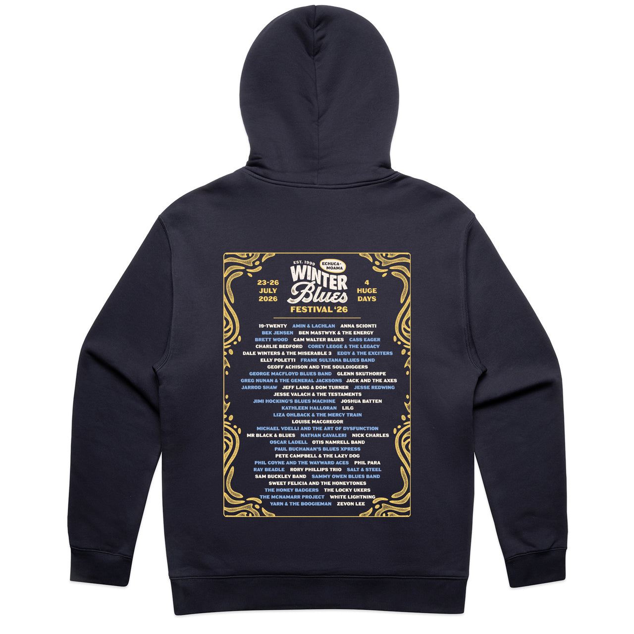 Echuca Moama Winter Blues 2026 Relax Band Hood
