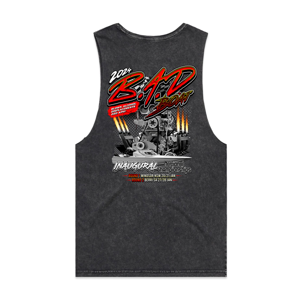 B.A.D Boat 2024 Event Men's Stone Wash Tank