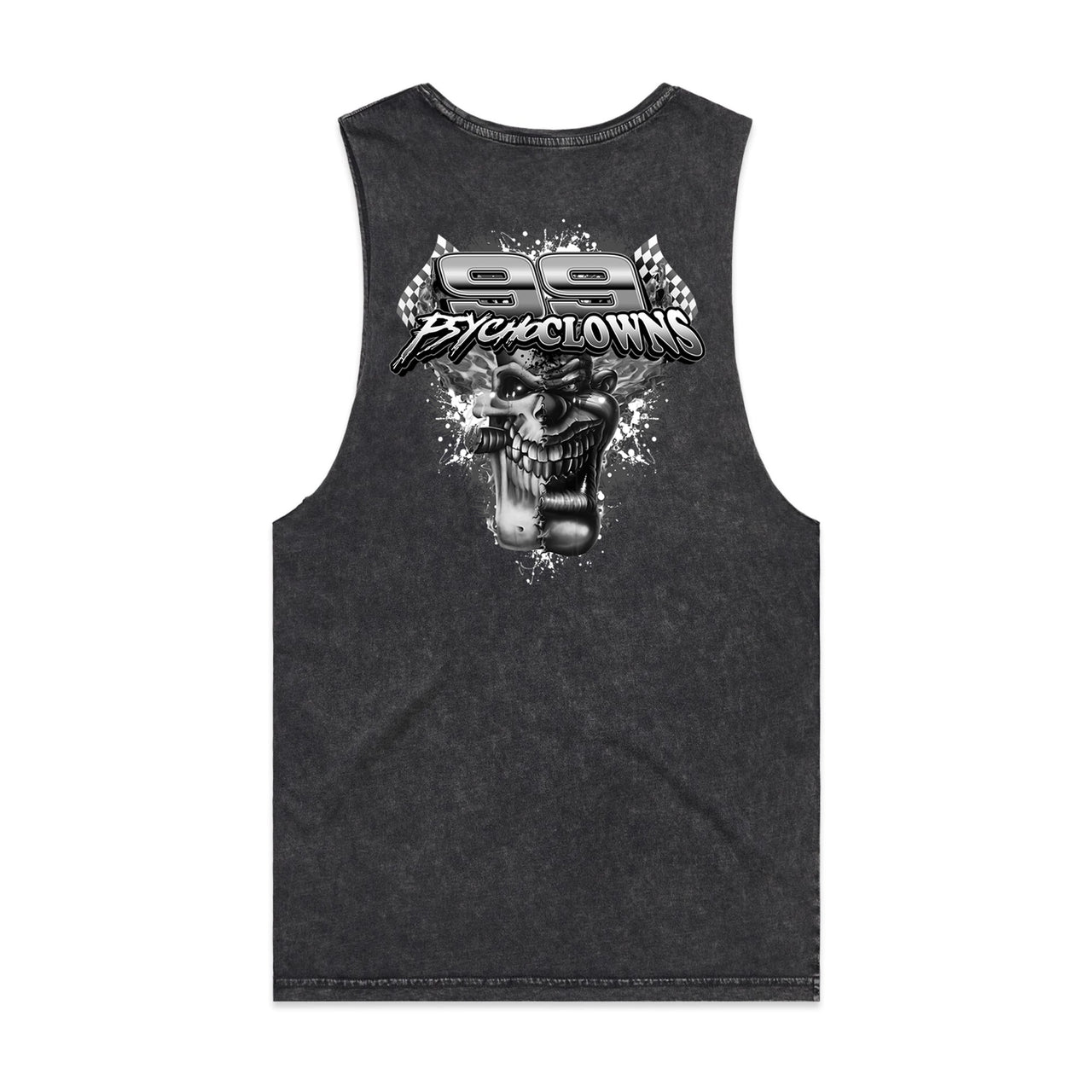 99 Psycho Clowns Black Print Stone Wash Men's Tank