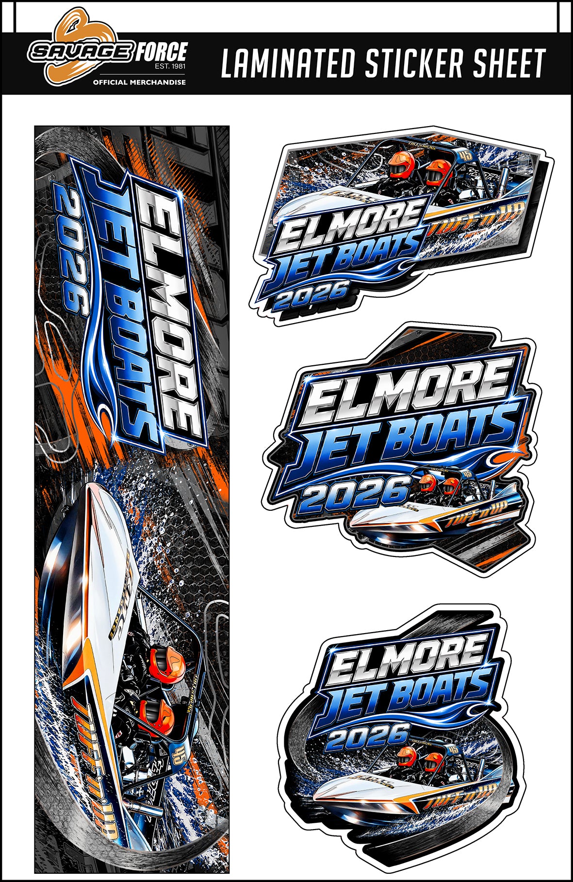 Elmore Jet Boats 2026 Sticker Sheet