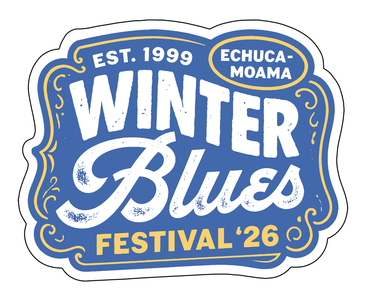 Echuca Moama Winter Blues 2026 Single Sticker