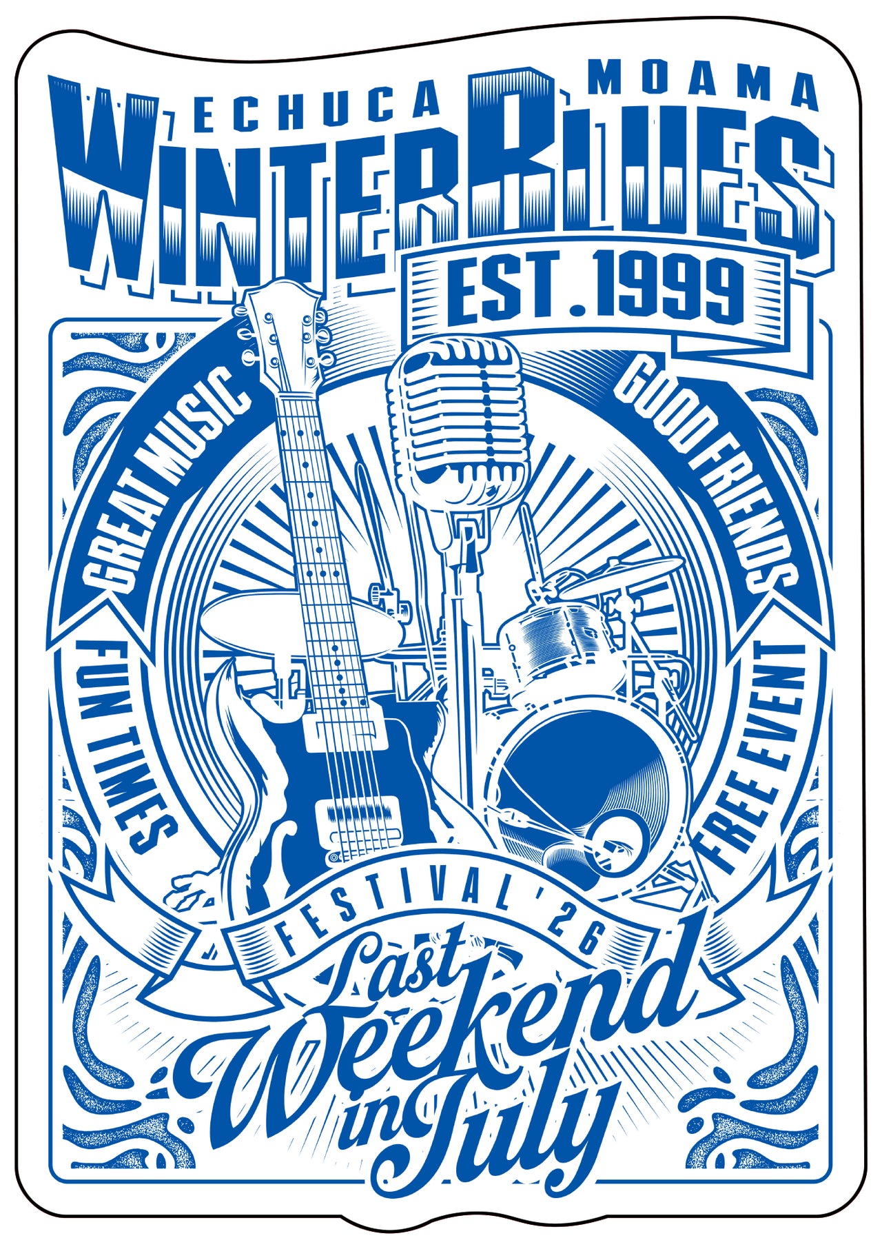 Echuca Moama Winter Blues 2026 Single Sticker